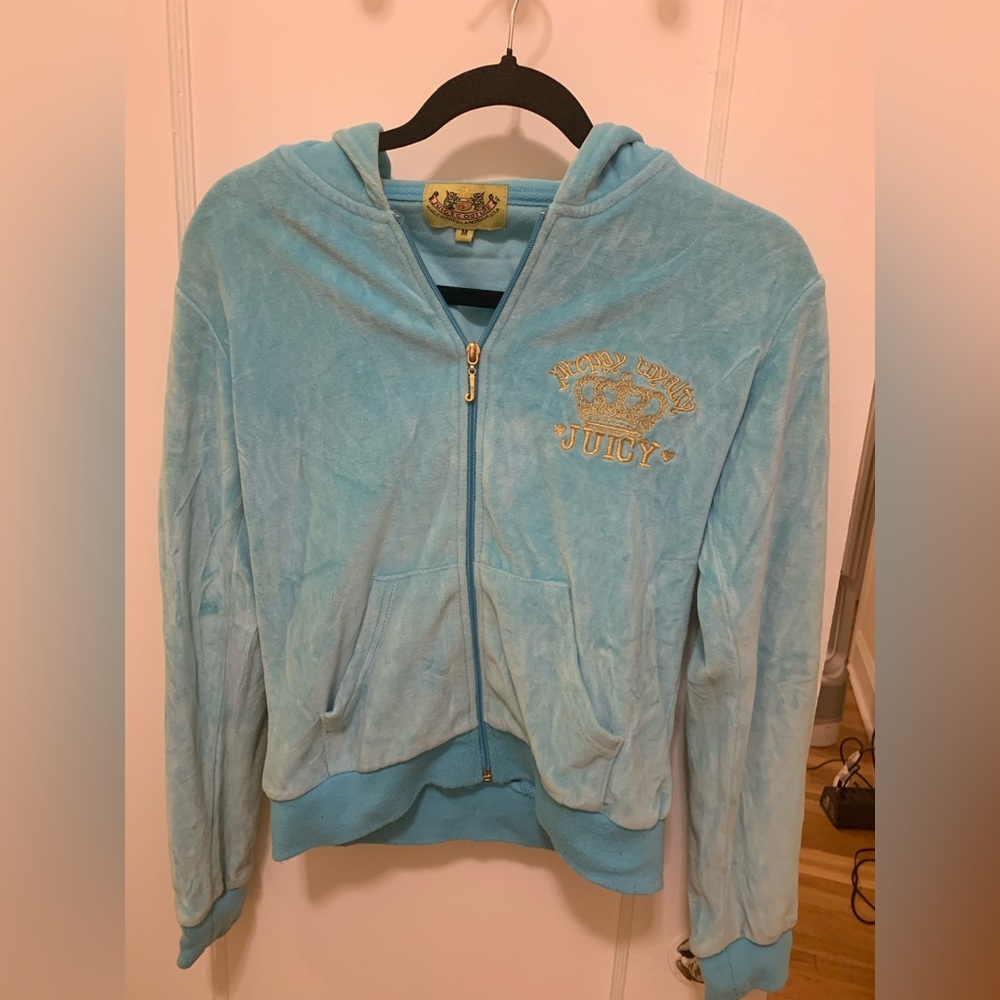 Light Blue Juicy Couture Preppy Royalty Velour Jacket
